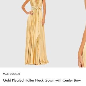 Mac Duggal Gold V-Neck Sleeveless Gown